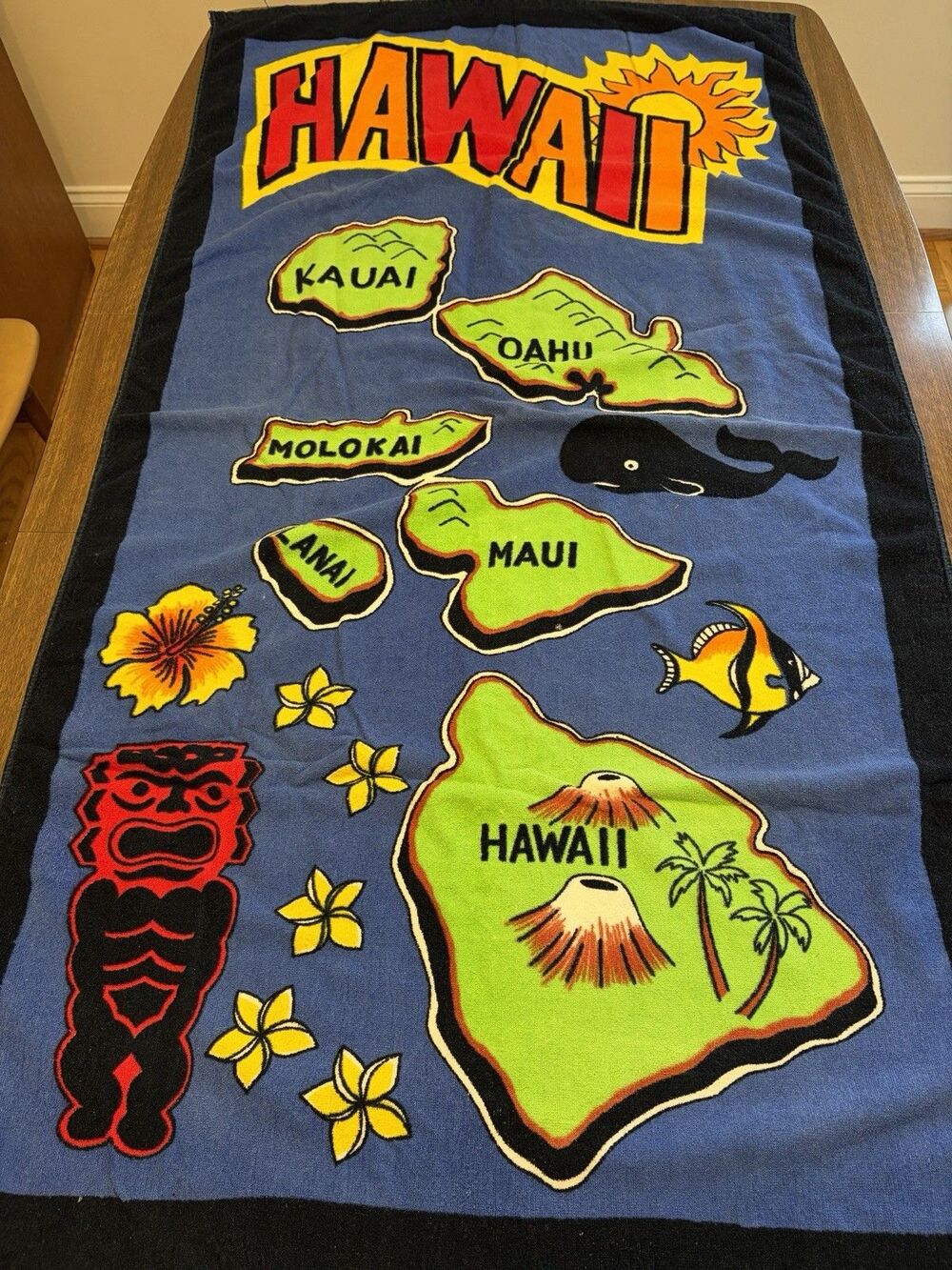 VTG 1980s HAWAII Islands Beach Towel 30x59 100% Cotton Taiwan